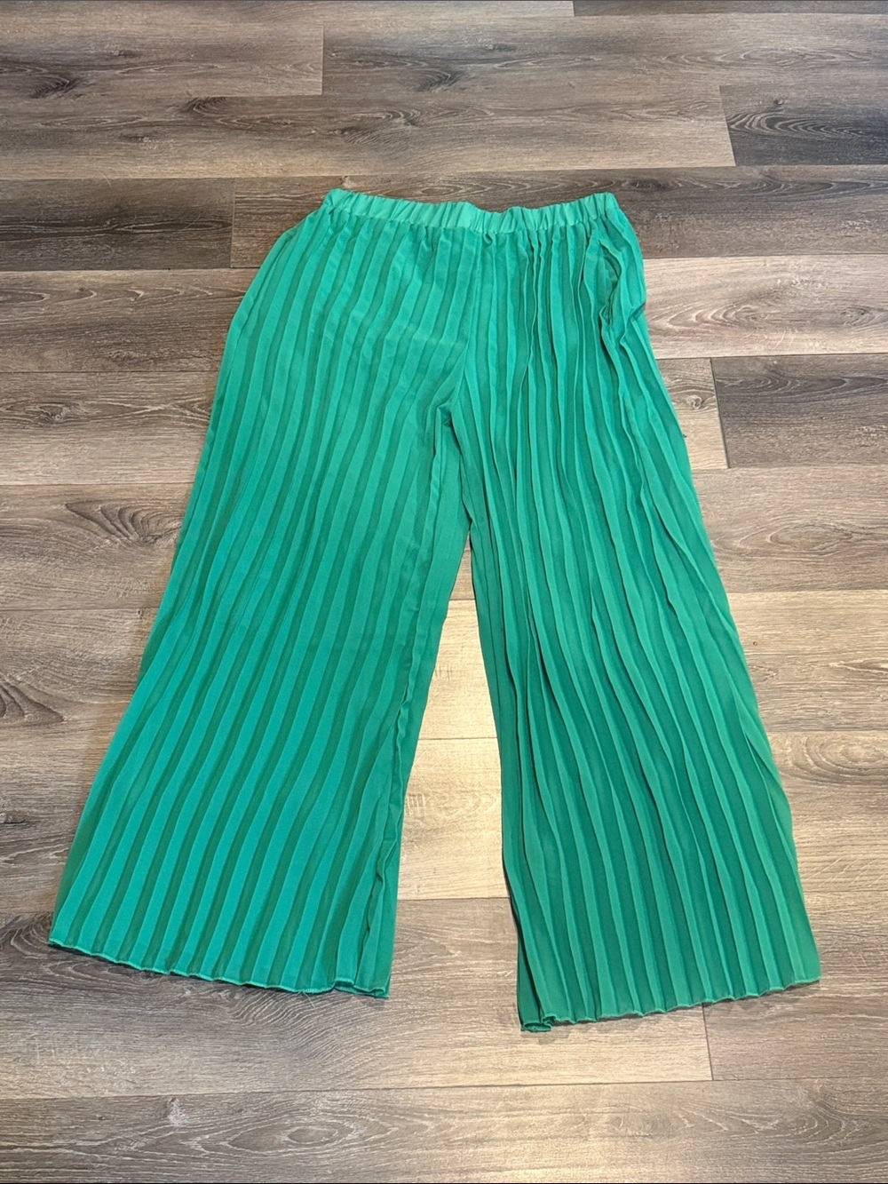 Green Pleated Wide-Leg Pants 2XL EUC